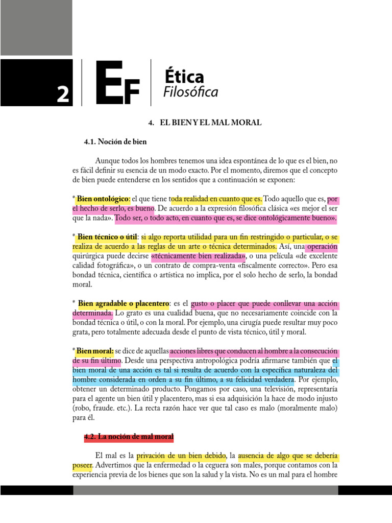Ética Filosófica 2. El Bien y El Mal | PDF | Mal | Moralidad