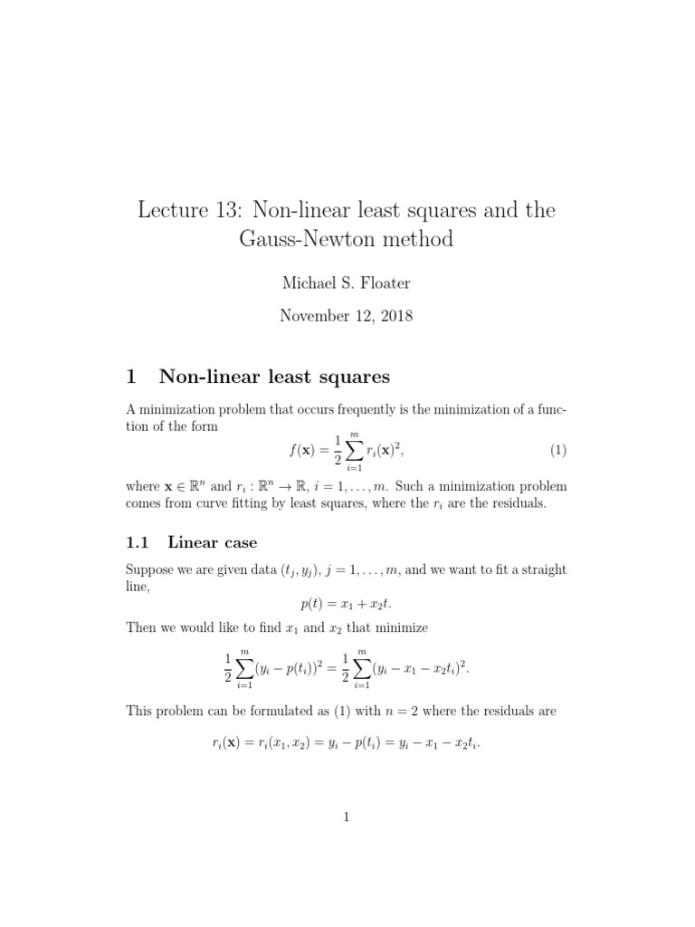 Gauss-Newton Method for Non-linear Least Squares | PDF | Least Squares ...