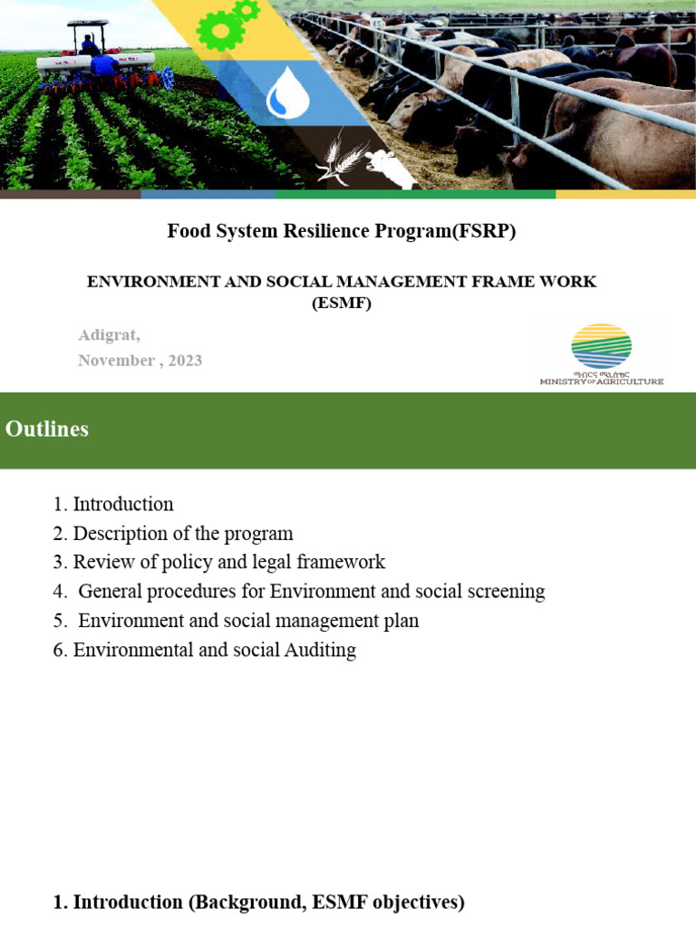 ESMF for Food Systems Resilience Program | PDF | Environmental Impact ...