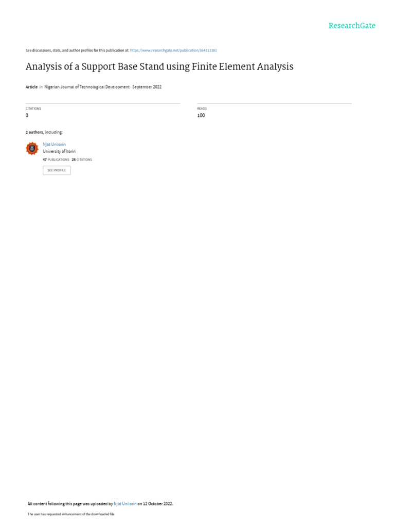 Analysisofa Support Base Standusing Finite Element Analysis | PDF ...