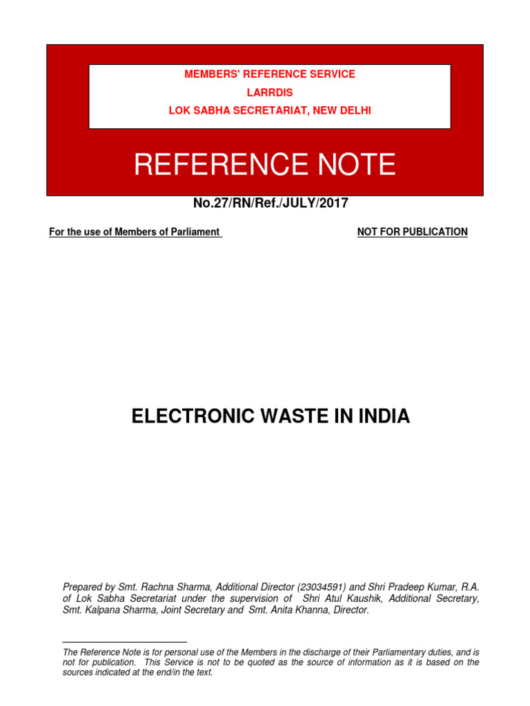 E-Waste Management in India 2017 | PDF | Electronic Waste | Materials