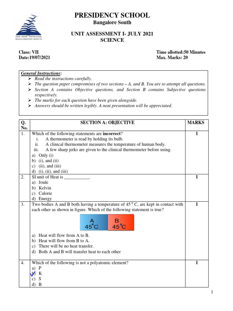 Unit Assesment 1 - Science Paper | PDF | Nutrition | Diet & Nutrition