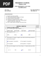 Unit Assesment 1 - Math Paper