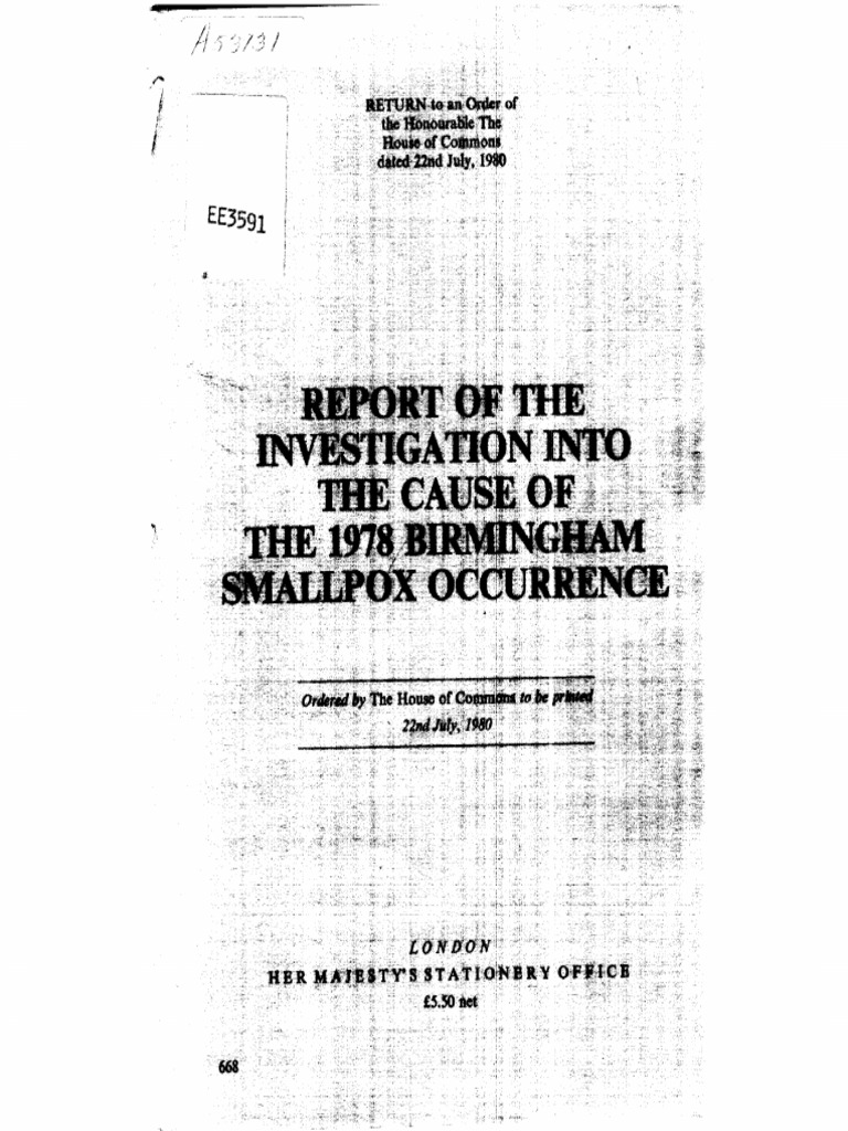 1978 Last Smallpox Case - Janet Parker - Report | PDF | Smallpox | Medicine