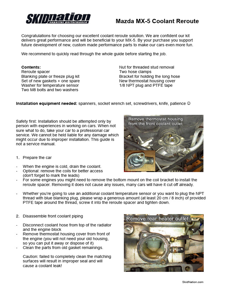Coolant Reroute Installation Guide | PDF | Screw | Tools