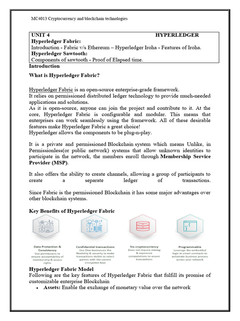 Hyperledger Fabric Overview and Benefits | PDF | Cryptocurrency | Computing