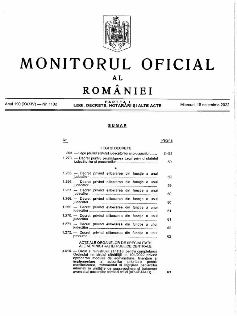 Monitorul Oficial Nr. 1102 Din 16 Noiembrie 2022 | PDF