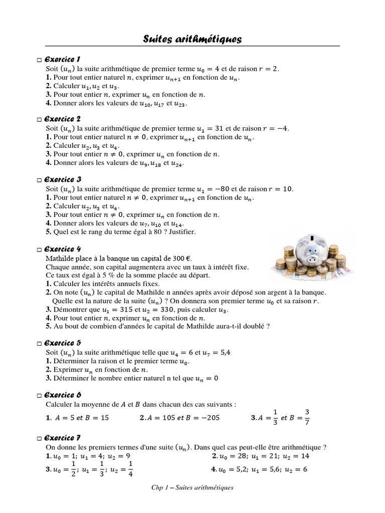 Exercices corrigés sur les suites arithmétiques | PDF | Cigarette