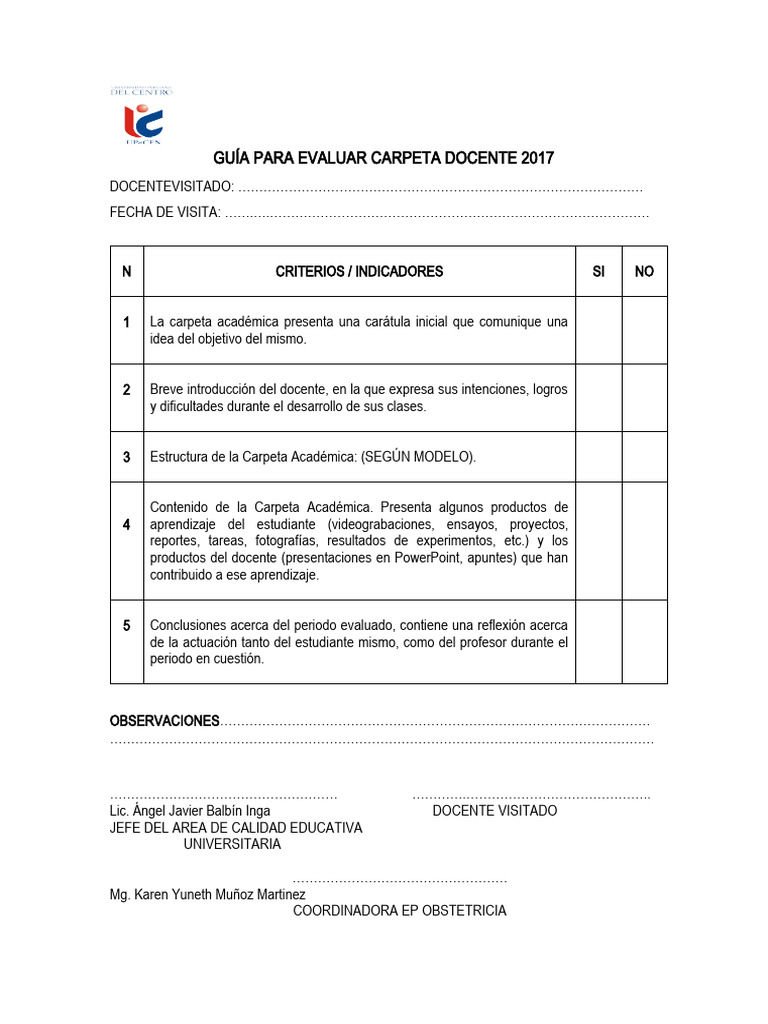 Guía para Evaluar Carpeta Docente 2016 | PDF | Maestros | Ciencia cognitiva