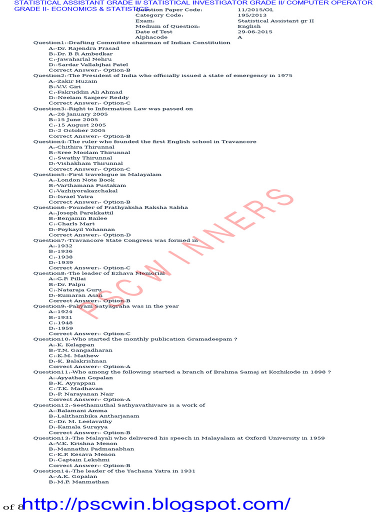 Statistical Assistant Gr-Ii - Economics and Statistics - 2015 | PDF | Mean