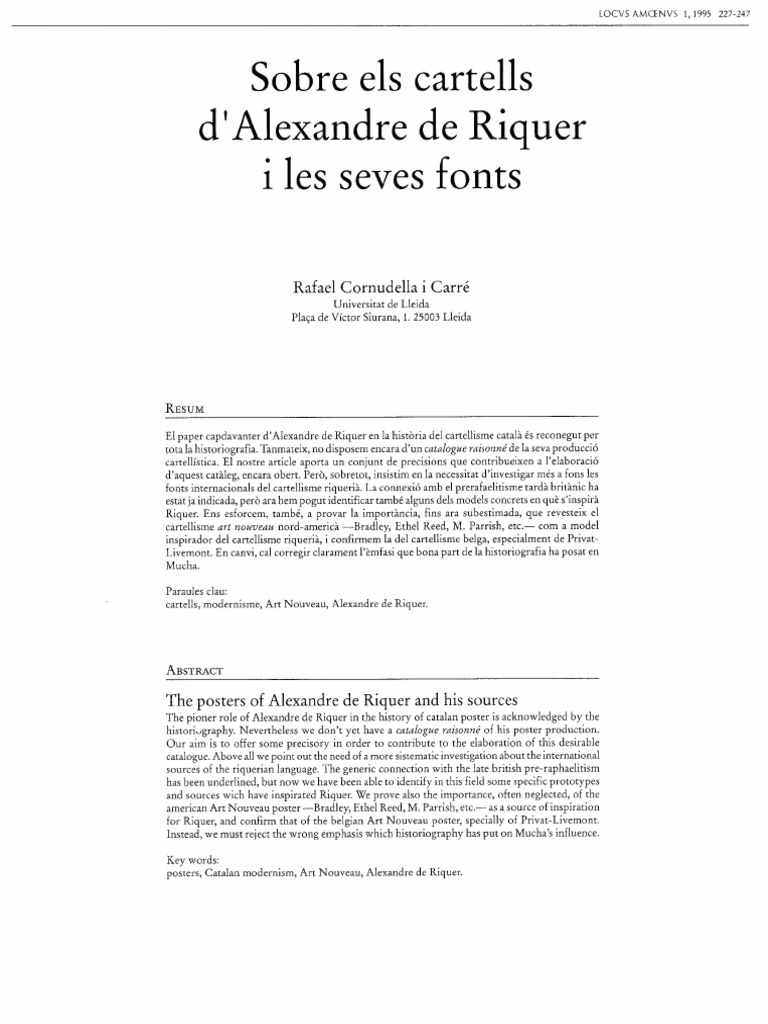 Sobre Els Cartells DAlexandre de Riquer I Les Sev | PDF