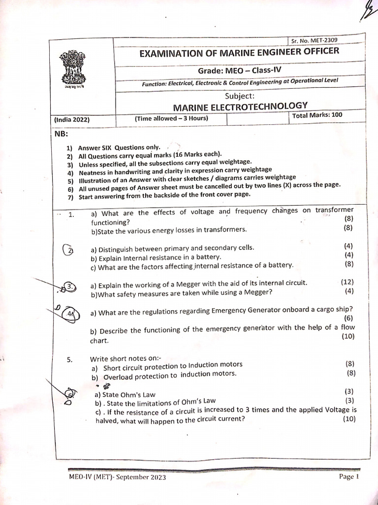 Met CL 4 Electrical Sep 2023 PDF