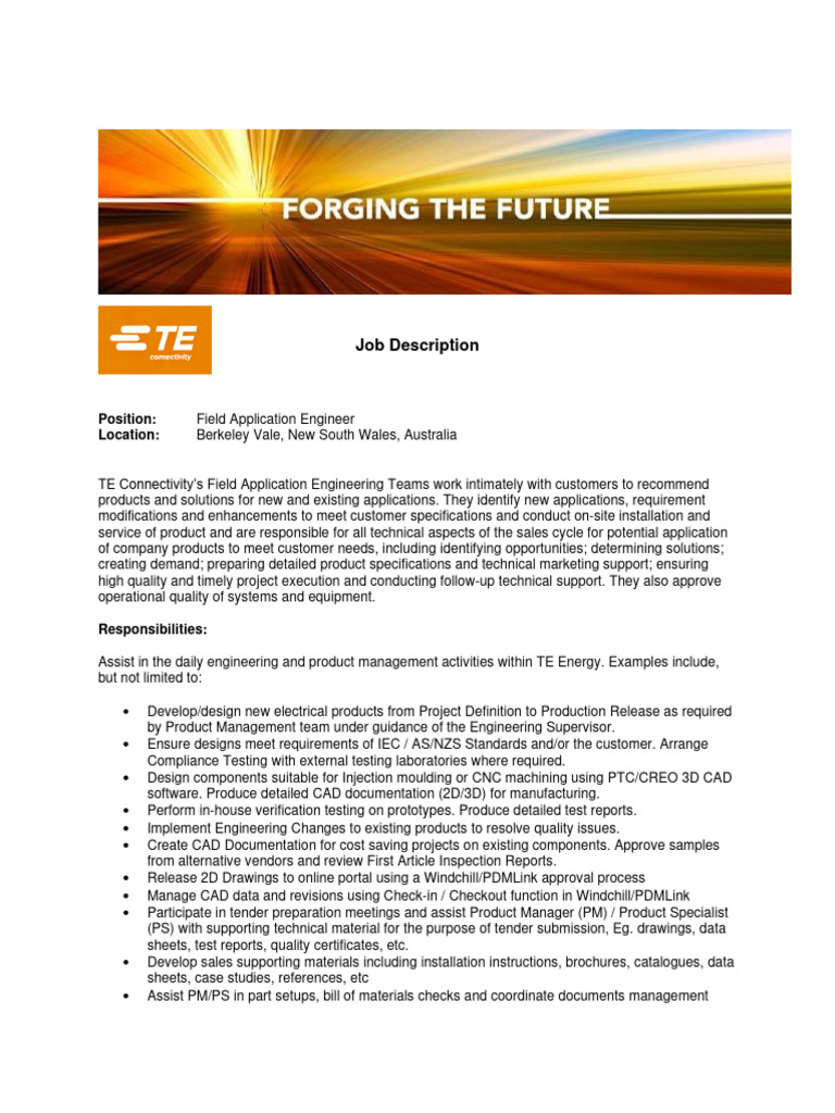 Field Application Engineer Job Description PDF Computer Aided
