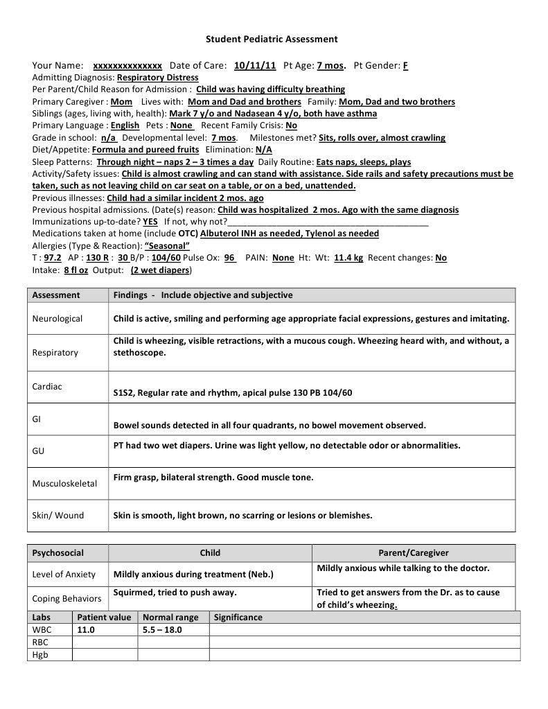 Student Pediatric Assessment - 1PT | PDF