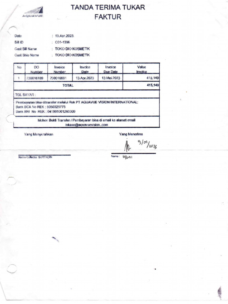 Tanda Terima Toko Dio PDF