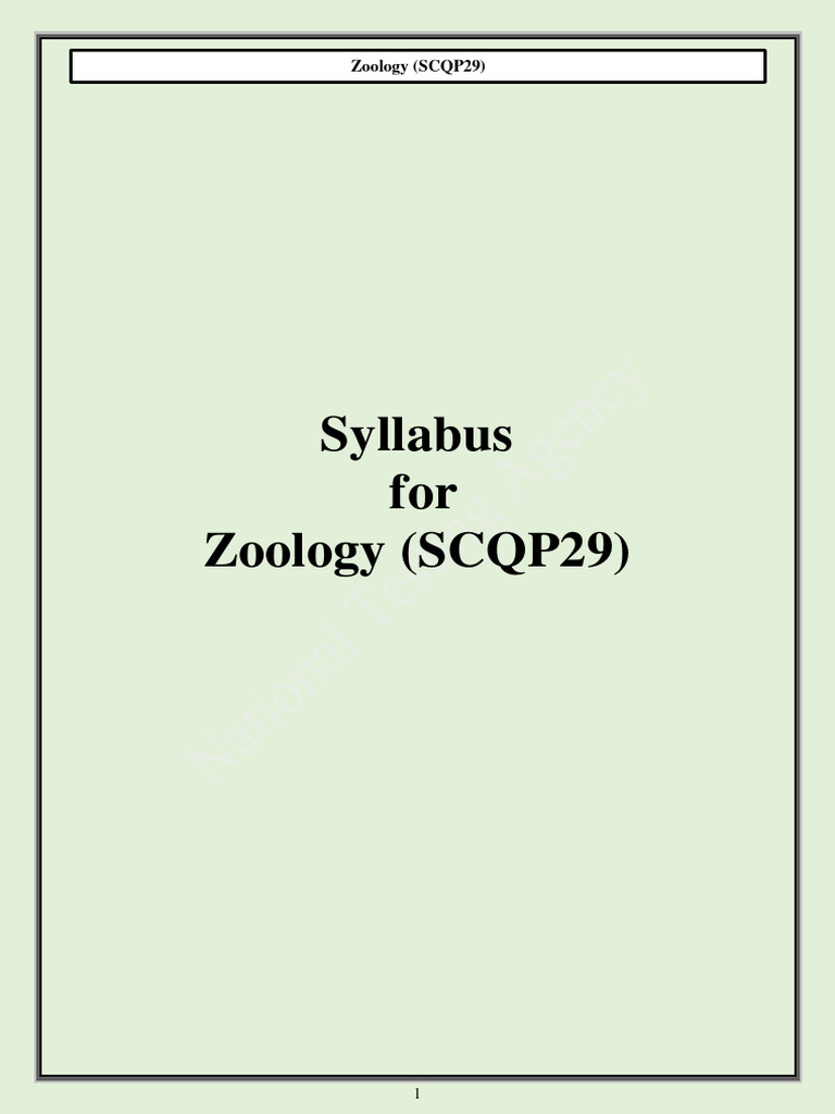 Pg Zoology Syllabus Pdf Download