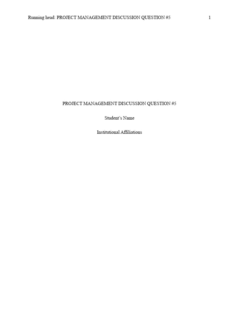 Project Management Discussion Question #5 | PDF | Project Management ...