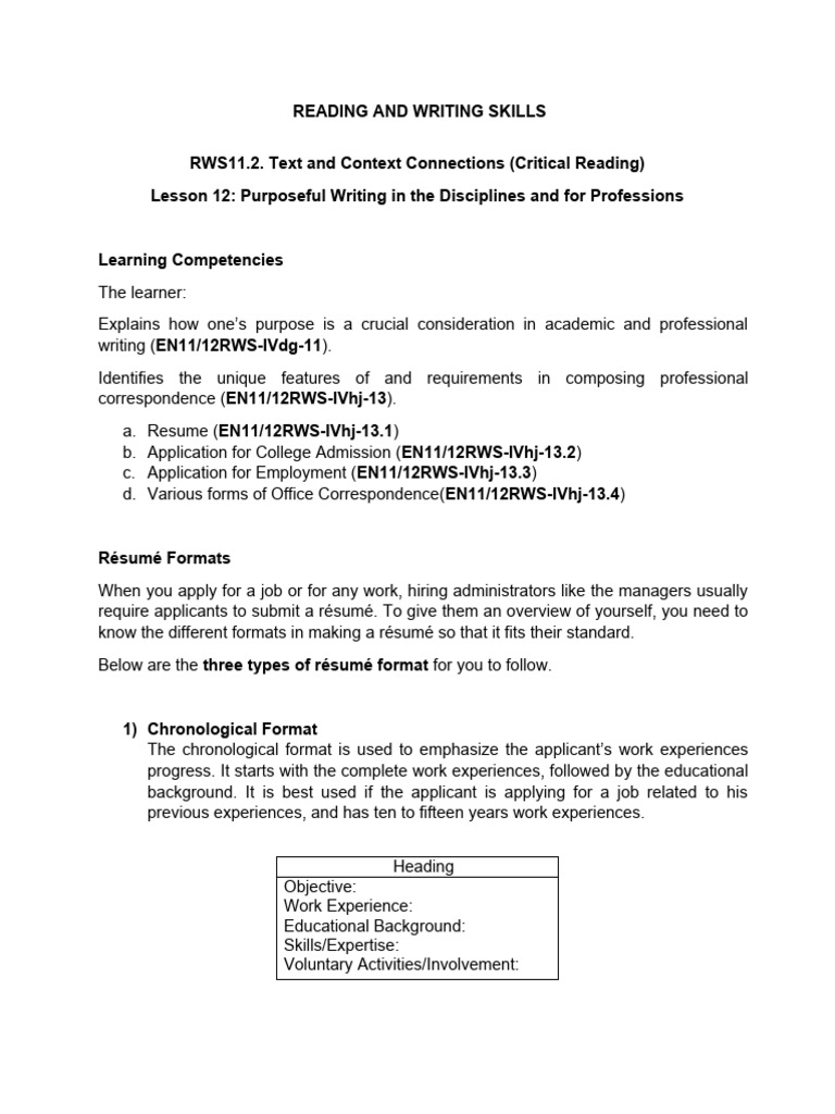 Resume Writing and Application Guide | PDF | Résumé
