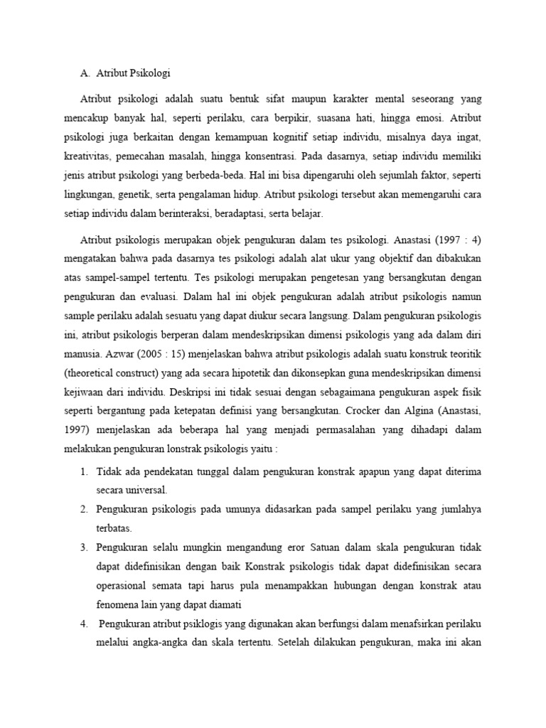 Atribut Psikologi dan Pengukurannya | PDF | Sains & Matematika