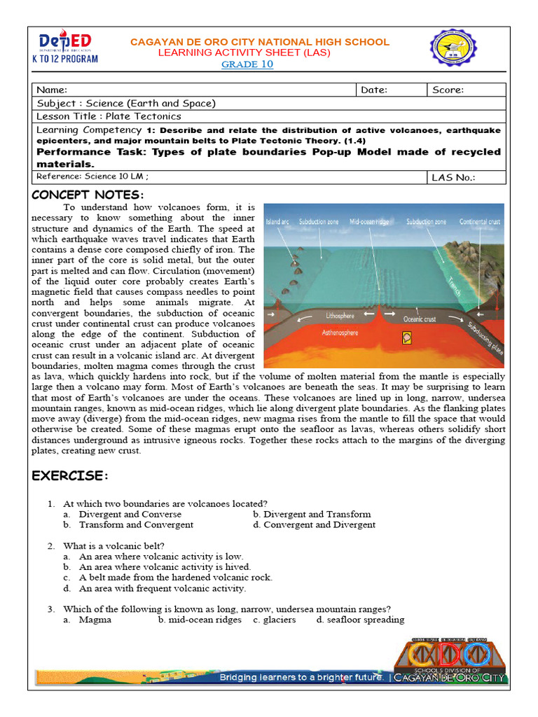 Earth and Space 1.4 | PDF | Volcano | Plate Tectonics