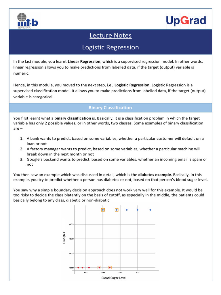 Lecture Notes - Logistic Regression | PDF | Logistic Regression ...