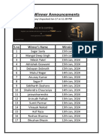 Daily Winner Announcements - 15th Jan