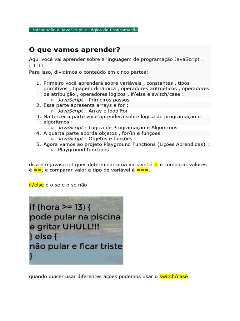 Fundamentos de JavaScript e Lógica | PDF | Script Java | Ciência da ...