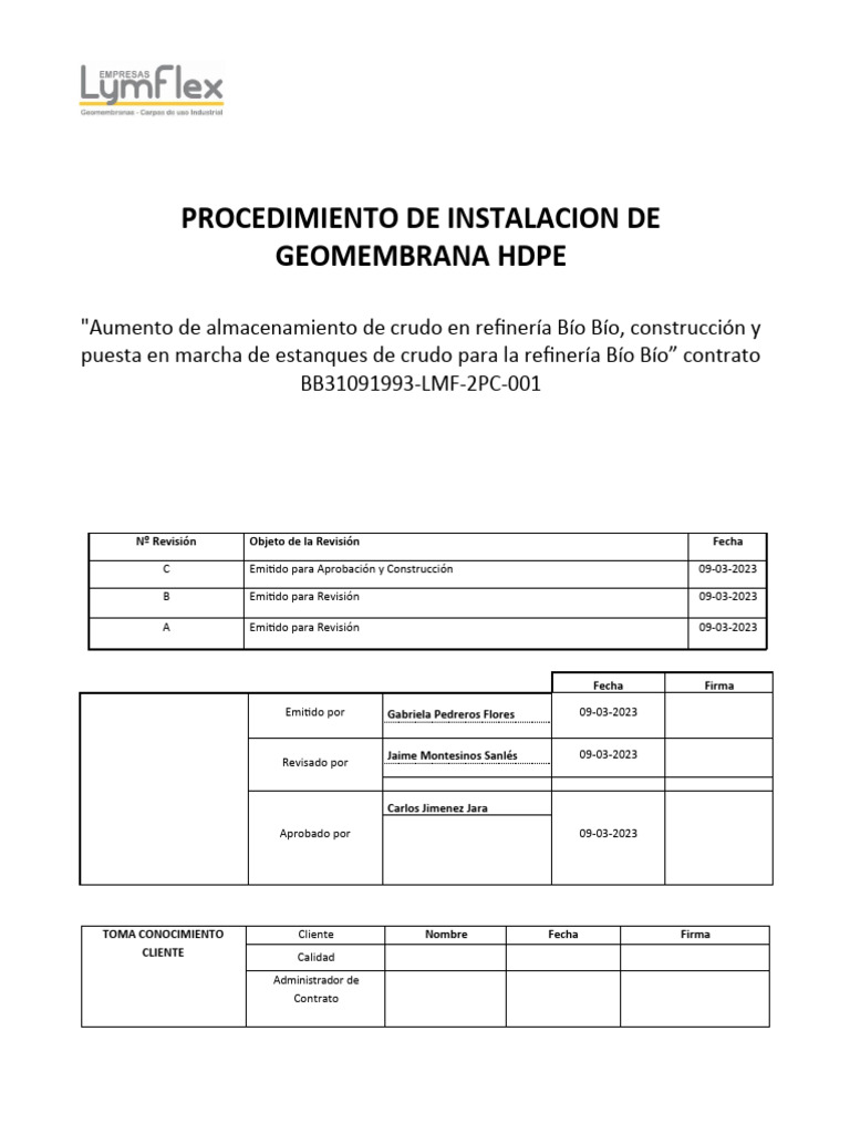 Instalación de Geomembrana HDPE en Refinería | PDF | Soldadura ...