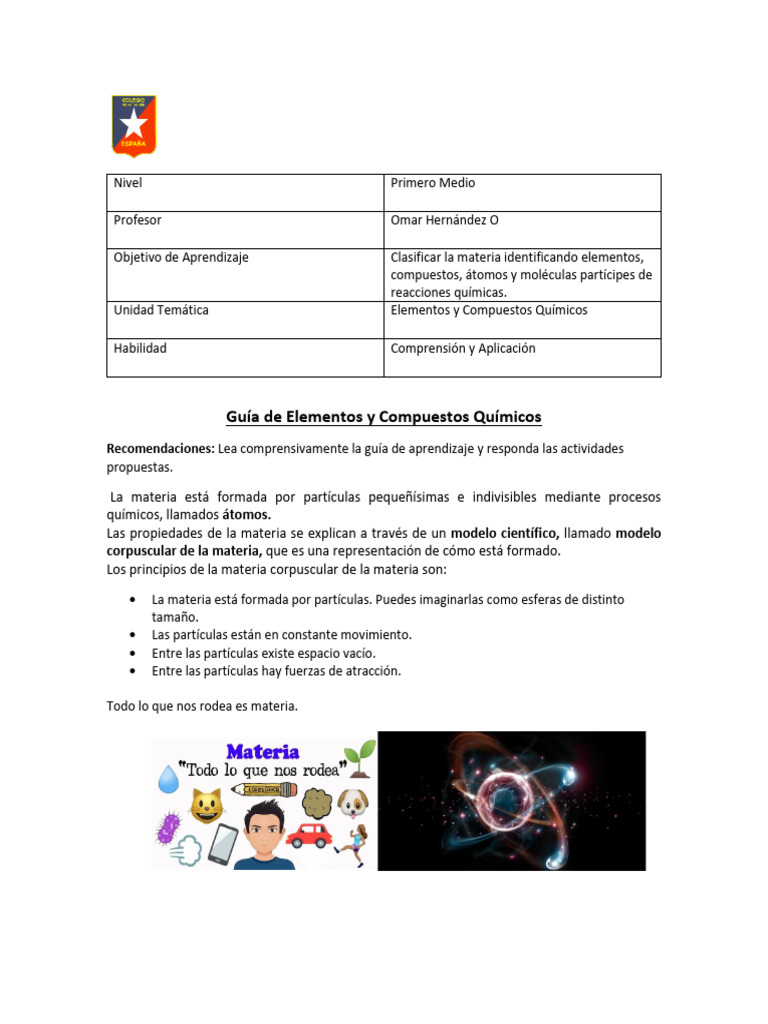 Clasificación de Elementos y Compuestos | PDF | Compuestos químicos ...