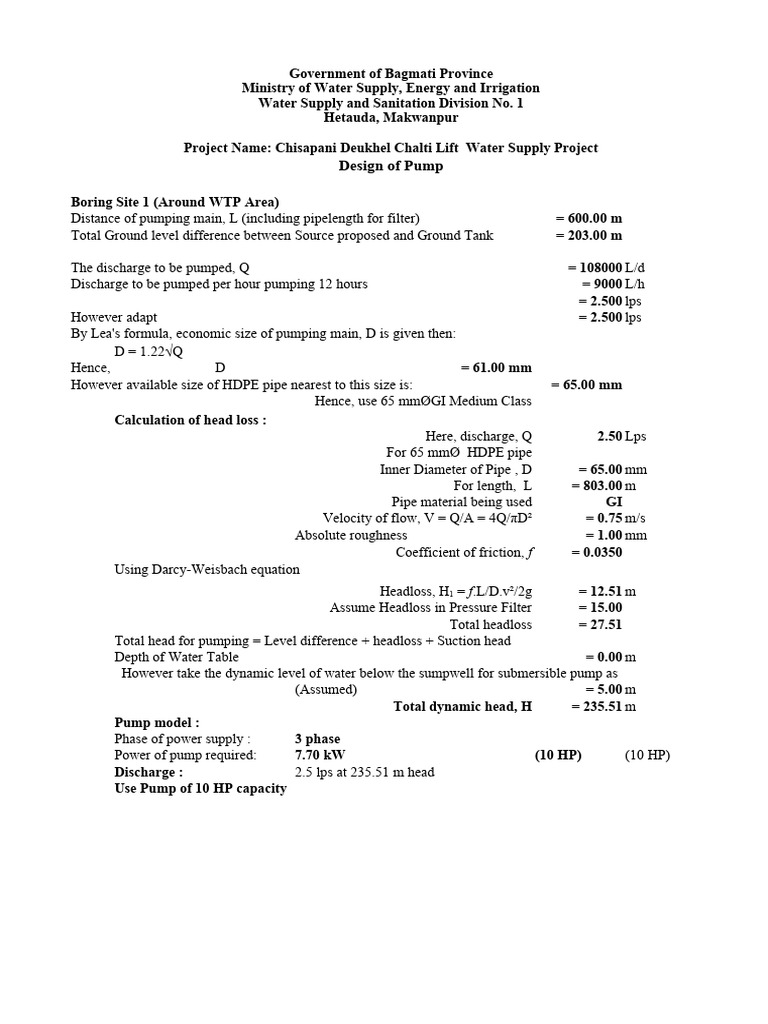 09c Annex Pump Design | PDF | Pump | Water Supply