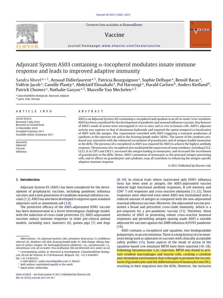 AS03 Adjuvant Enhances Vaccine Immunity | PDF | Influenza | Vaccines
