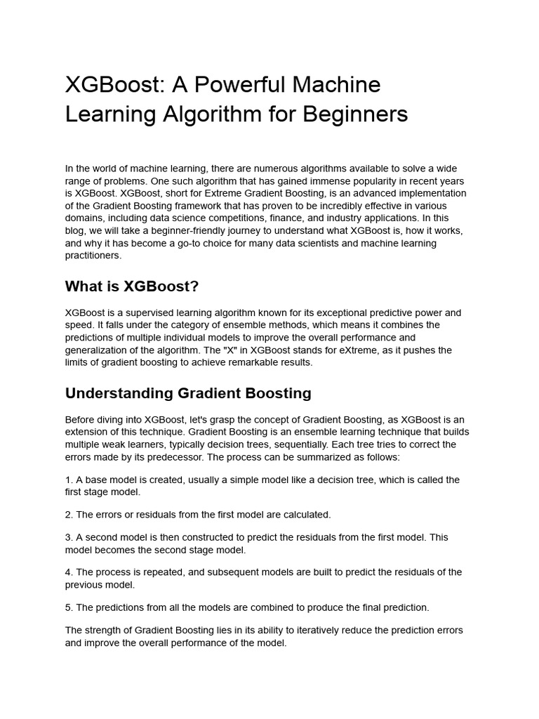 XGBoost - A Powerful Machine Learning Algorithm For Beginners | PDF ...