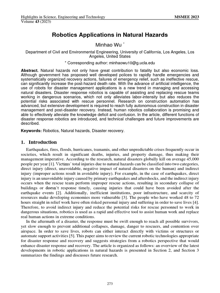 Robotics in Natural Disaster Management | PDF | Unmanned Aerial Vehicle ...