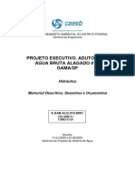 Projeto Executivo. Adutora de Água Bruta Alagado 010. Gama/Df