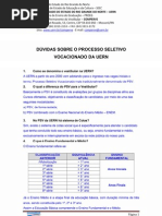 UERN DÚVIDAS REFERENTES AO VESTIBULAR