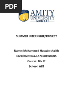 Summer Internship Project