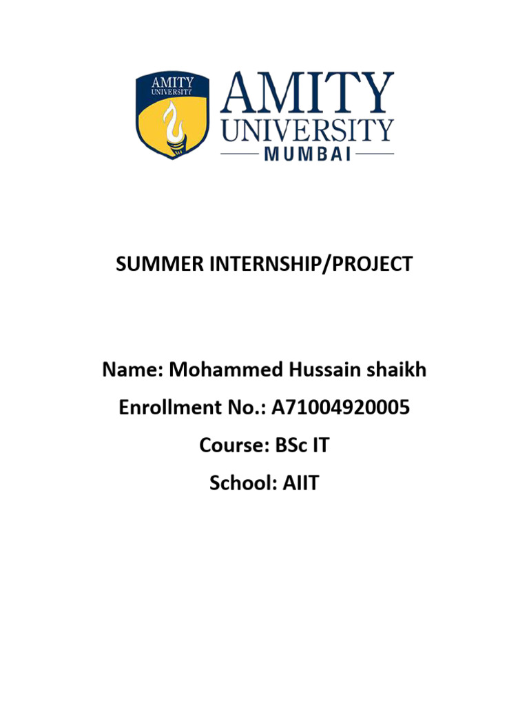 Summer Internship Project Download Free Pdf Security Computer