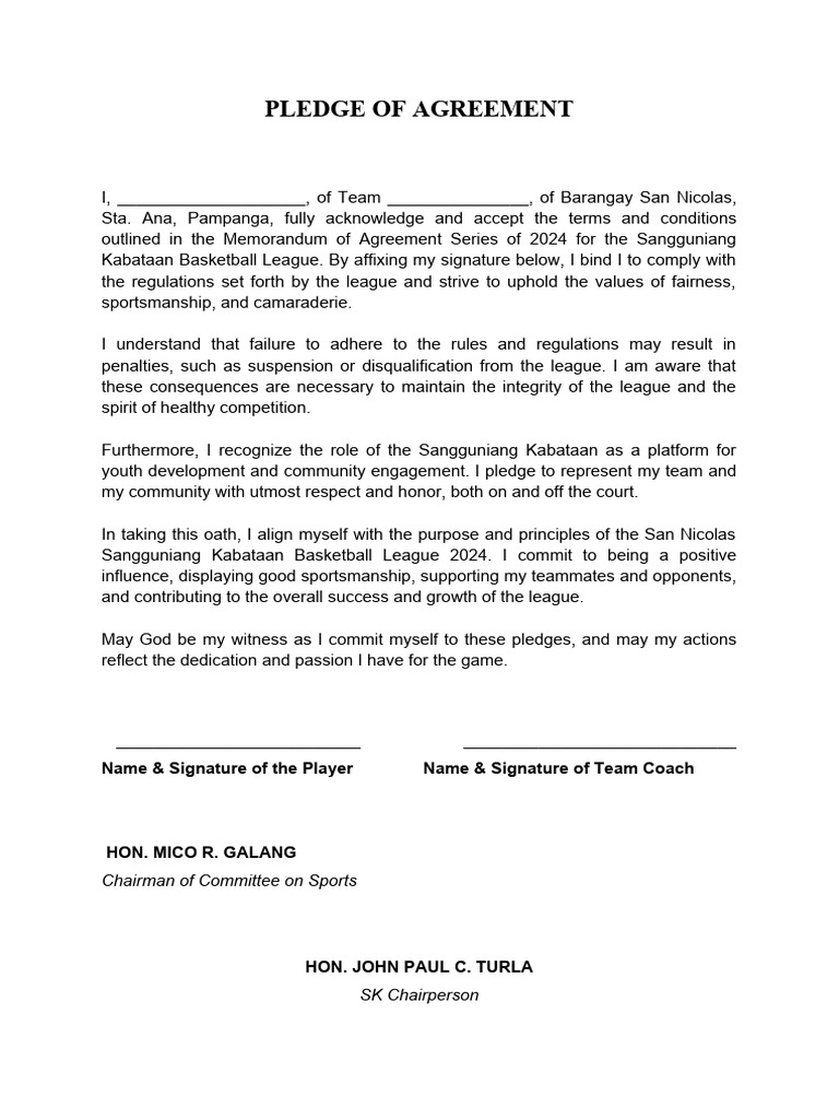San Pablo Pledge of Agreement Download Free PDF Government Justice