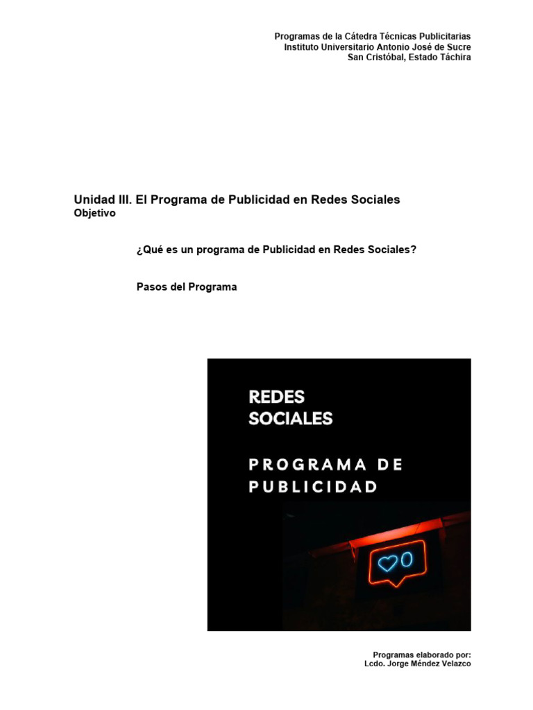 El Programa de Publicidad en Redes Sociales | PDF | Publicidad | Marketing