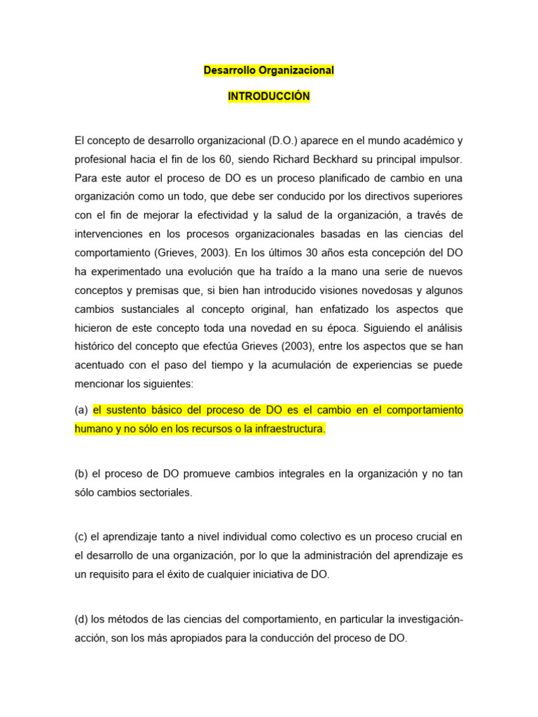 Desarrollo Organizacional | PDF | Planificación | Business