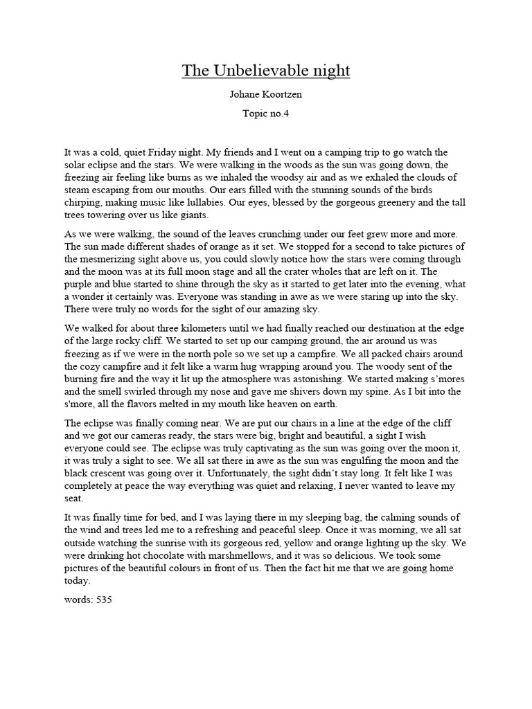 An Unbelievable Night Camping Adventure PDF Moon