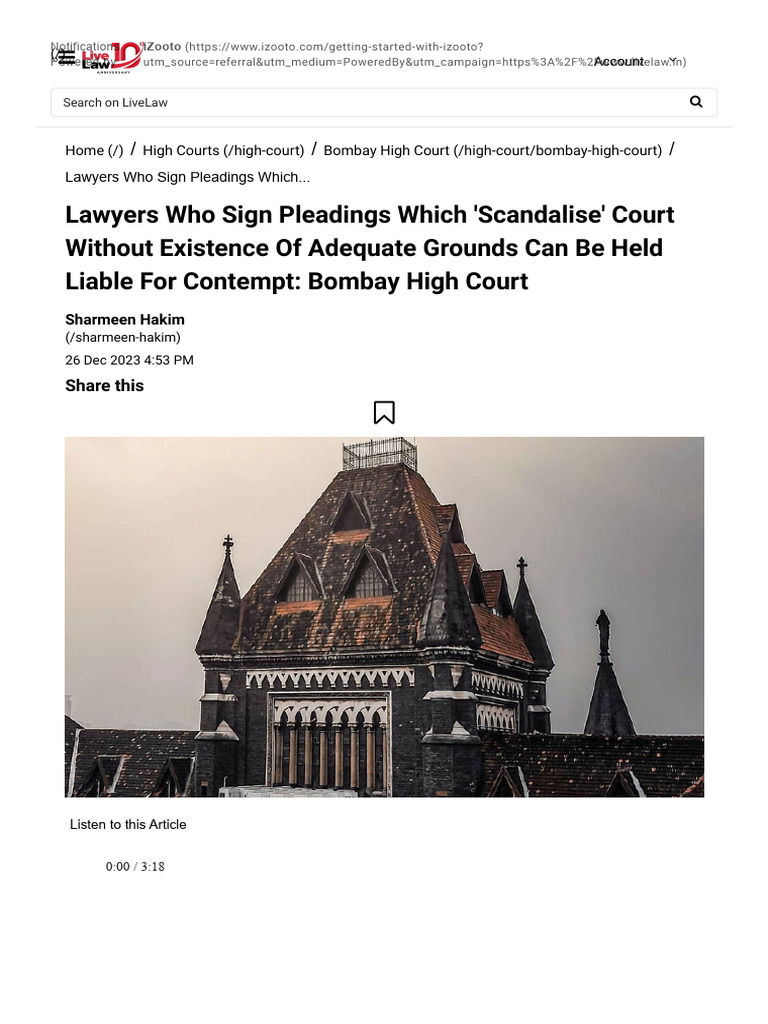 Lawyers Who Sign Pleadings Which #39 Scandalise #39 Court Without Existence