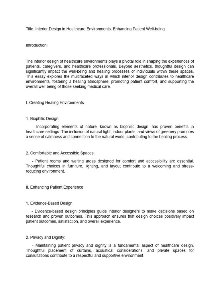 Healing Interior Design in Healthcare | PDF | Health Care | Interior Design