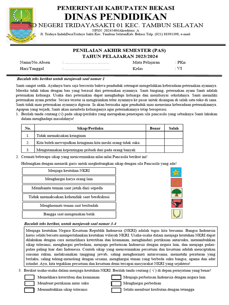 Soal Pkn Kelas 6 Pdf