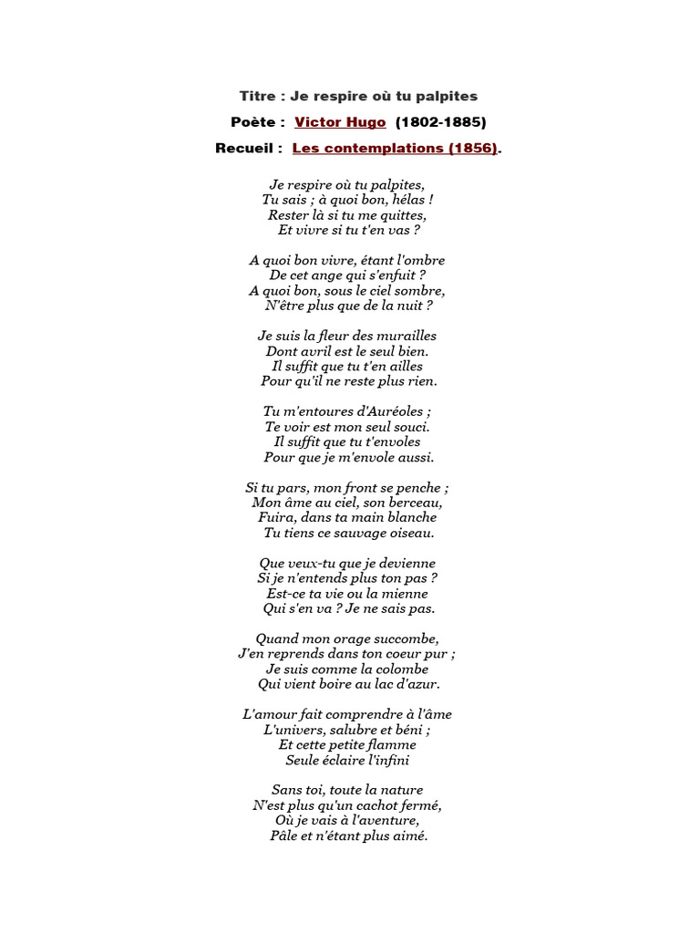 Poéme Amour Victor Hugo | PDF | Poésie