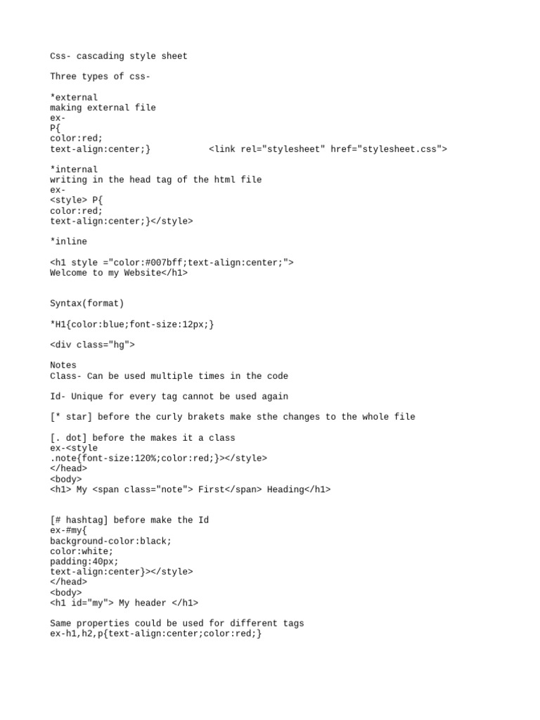 Css Notes and Examples | PDF