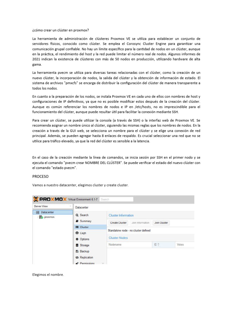 Crear un clúster en Proxmox VE | PDF | Grupo de computadoras | Red de ...