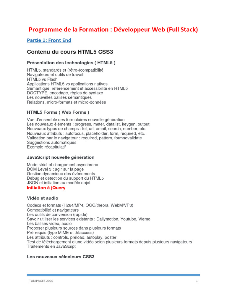 Formation Développeur Web Complet PDF | PDF | PHP | HTML5