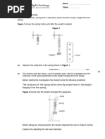 Worksheet: Hooke's Law: Q1.A Student Suspended A Spring From A Laboratory Stand and Then Hung A Weight From The