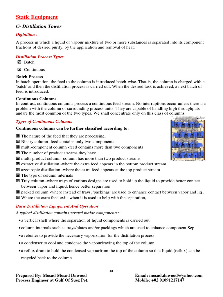 Distillation Process and Equipment Overview | PDF | Distillation | Heat ...